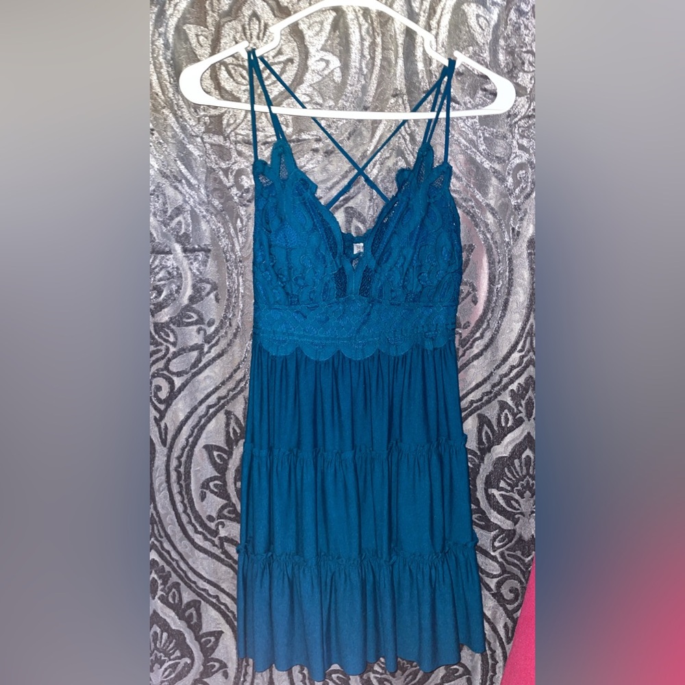 Zenana Outfitters Deep Teal Lace Dress